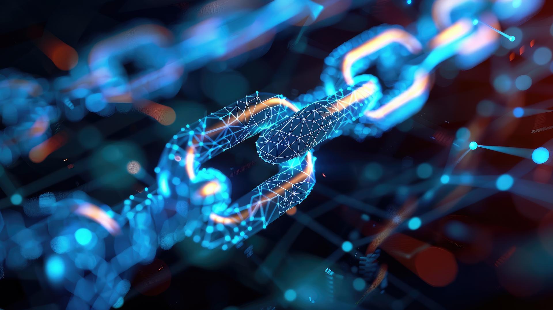 Rendering 3D di tecnologie blockchain